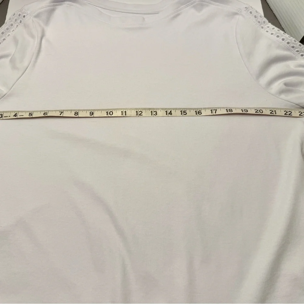 Appleseed's White Blouse shirt with Quarter length Eyelet Sleeves PXL EUC - Picture 8 of 10